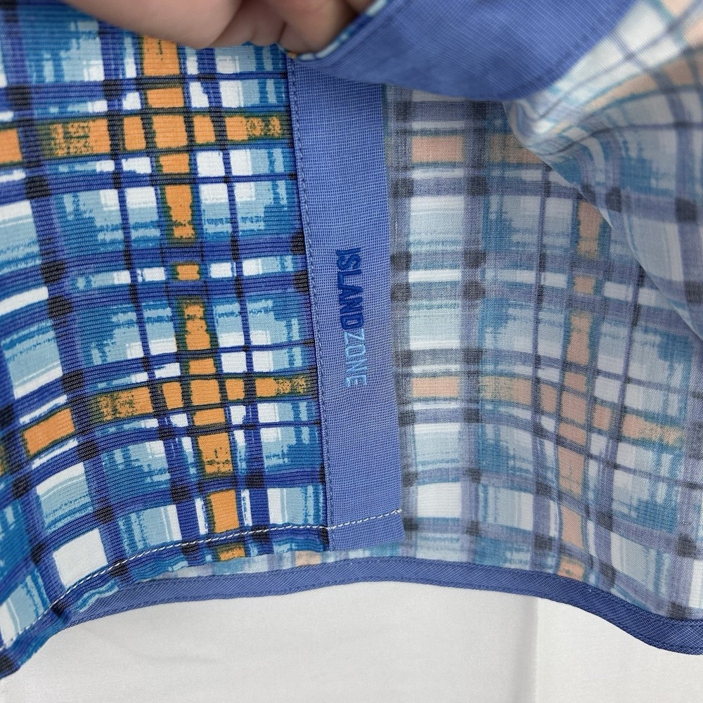 Tommy Bahama Coconut Point Island Zone Performance Shirt‎ Mens Small Blue Plaid - Picture 5 of 10